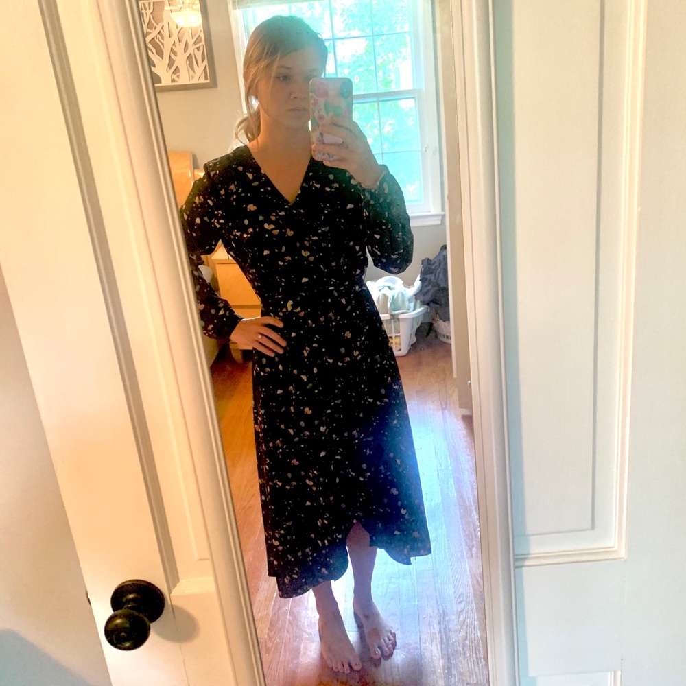 Black Patterned high low Dress